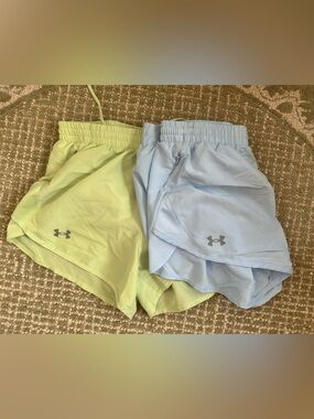 Under Armour Light Green and Light Blue Athletic Shorts with Inner Liner